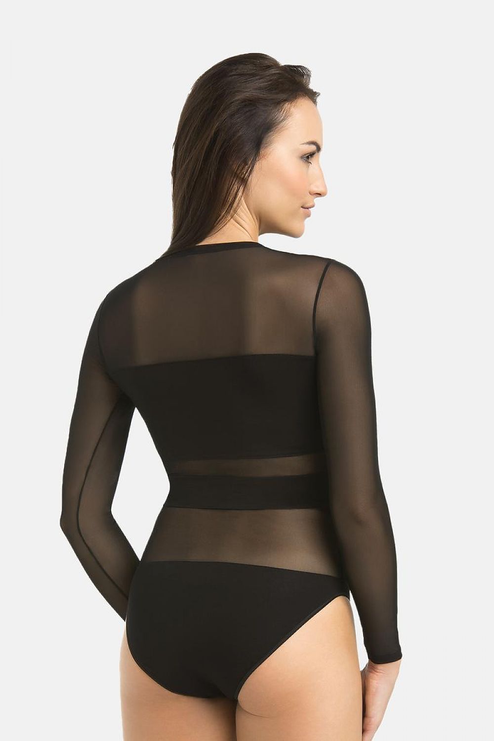 Close-up view of Teyli Luxury Shapewear Bodysuit highlighting the soft viscose fabric and intricate mesh detailing, perfect for enhancing feminine silhouettes.