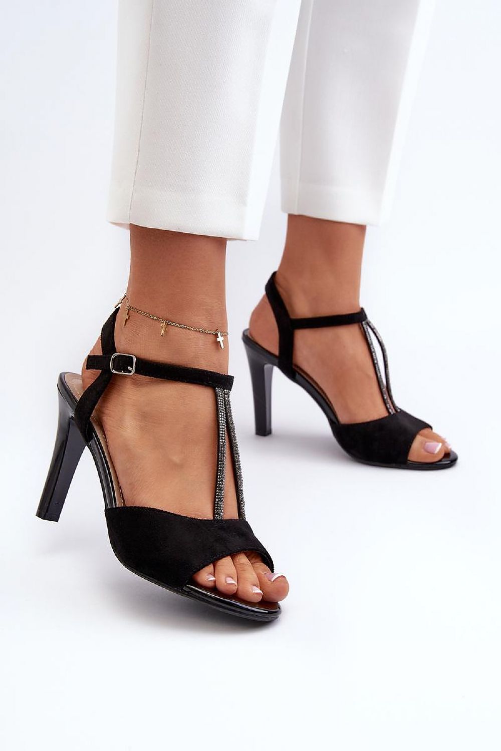 Fashionable women's faux suede stiletto heel sandals with elegant straps, perfectly crafted for sophistication by Step in style.