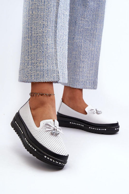 Close-up view of S.Barski Women's leather loafers with stylish platform design, expertly crafted by Step in Style for superior comfort.