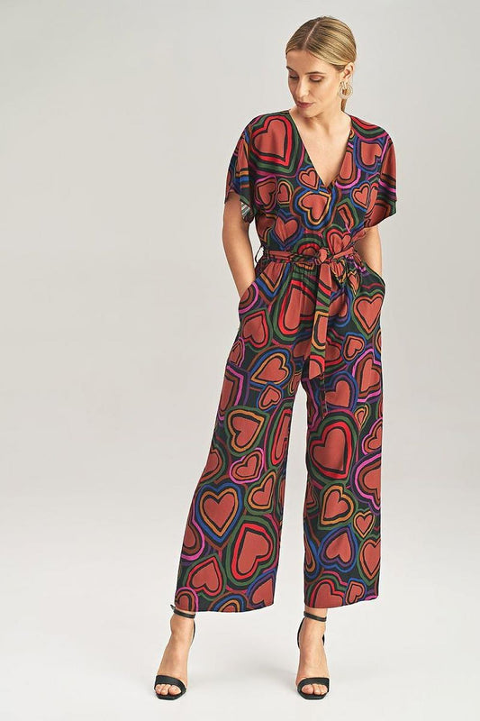 Upscale Figl loose jumpsuit showcasing a chic wrap front and dropped kimono-style sleeves, perfect for stylish comfort, made from 100% viscose.