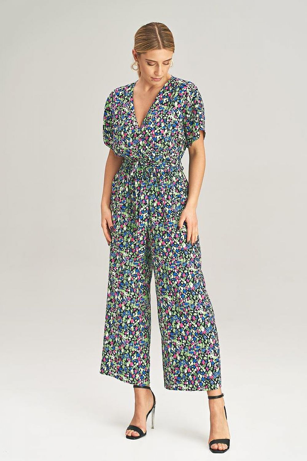 Figl Loose Jumpsuit featuring elegant kimono sleeves and a sophisticated tie waist detail, crafted from sumptuous viscose fabric with a chic 7/8 wide leg design, perfect for upscale occasions.