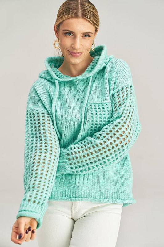 Luxurious Figl long-sleeved sweater with hood and unique pocket design, ideal for chic casual attire.