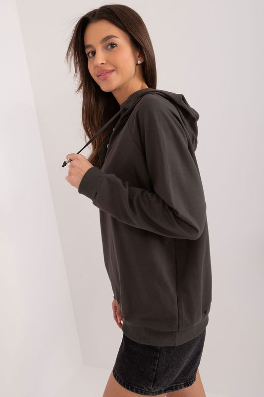 Close-up detail of the Relevance women's casual hoodie, featuring its high-quality cotton fabric and adjustable drawstrings for a luxurious and comfortable look.