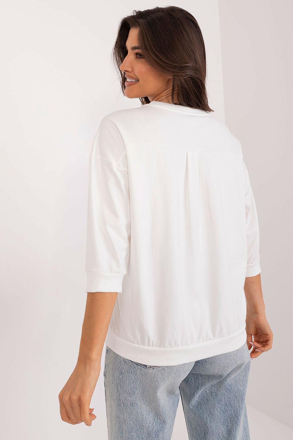 Elegant everyday blouse by Relevance featuring a subtle jet pattern and 3/4 length sleeves, perfect for versatile styling and sophisticated looks.