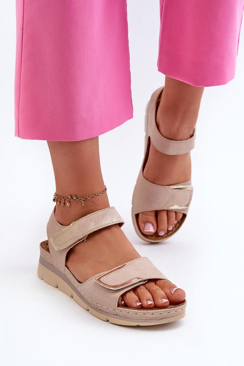 Elegant women's Velcro sandals with 4.5 cm heel by Step in Style, crafted for comfort and chic summer outings.