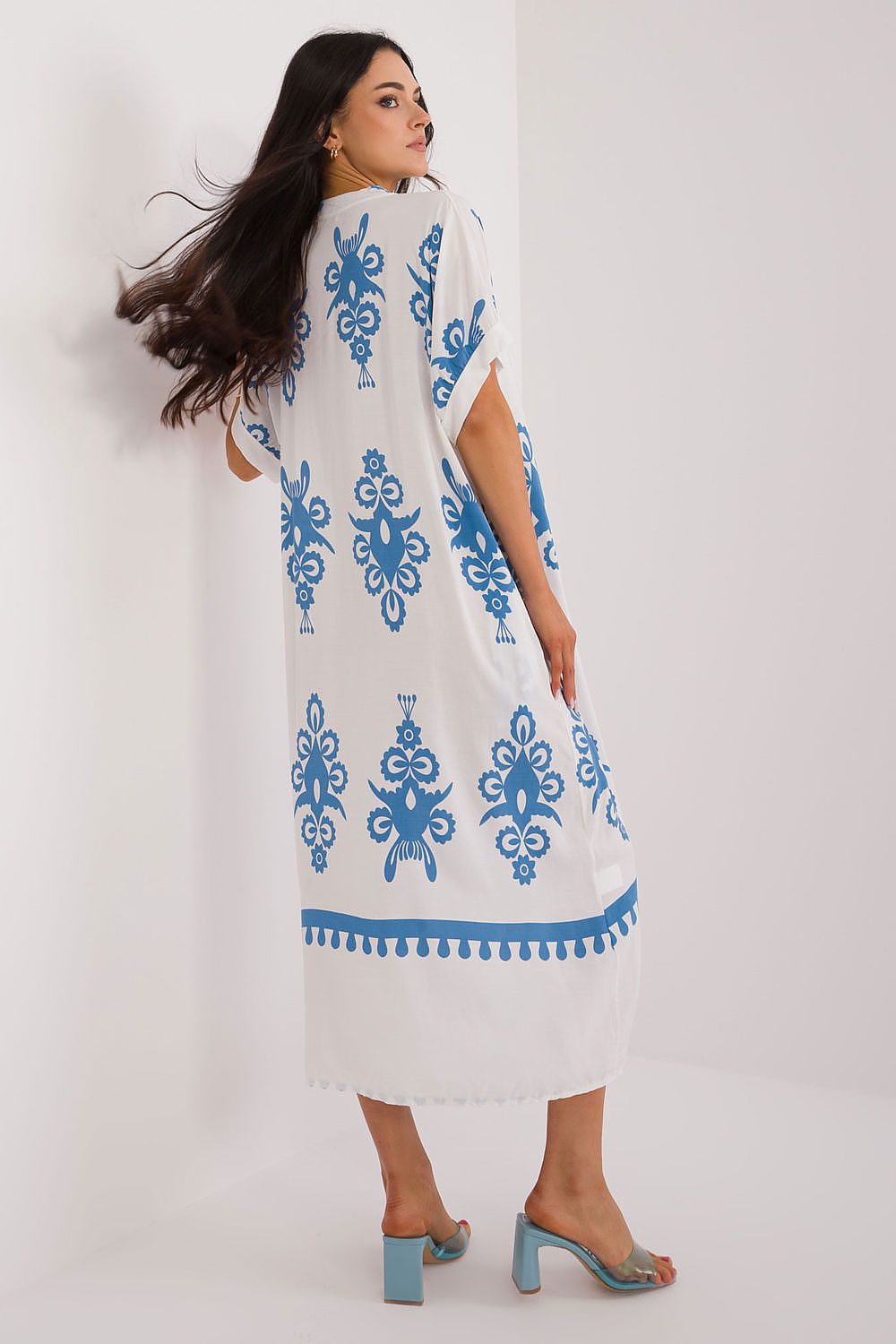 Comfortable and versatile midi dress by Italy Moda, designed in breathable viscose for warm weather elegance.
