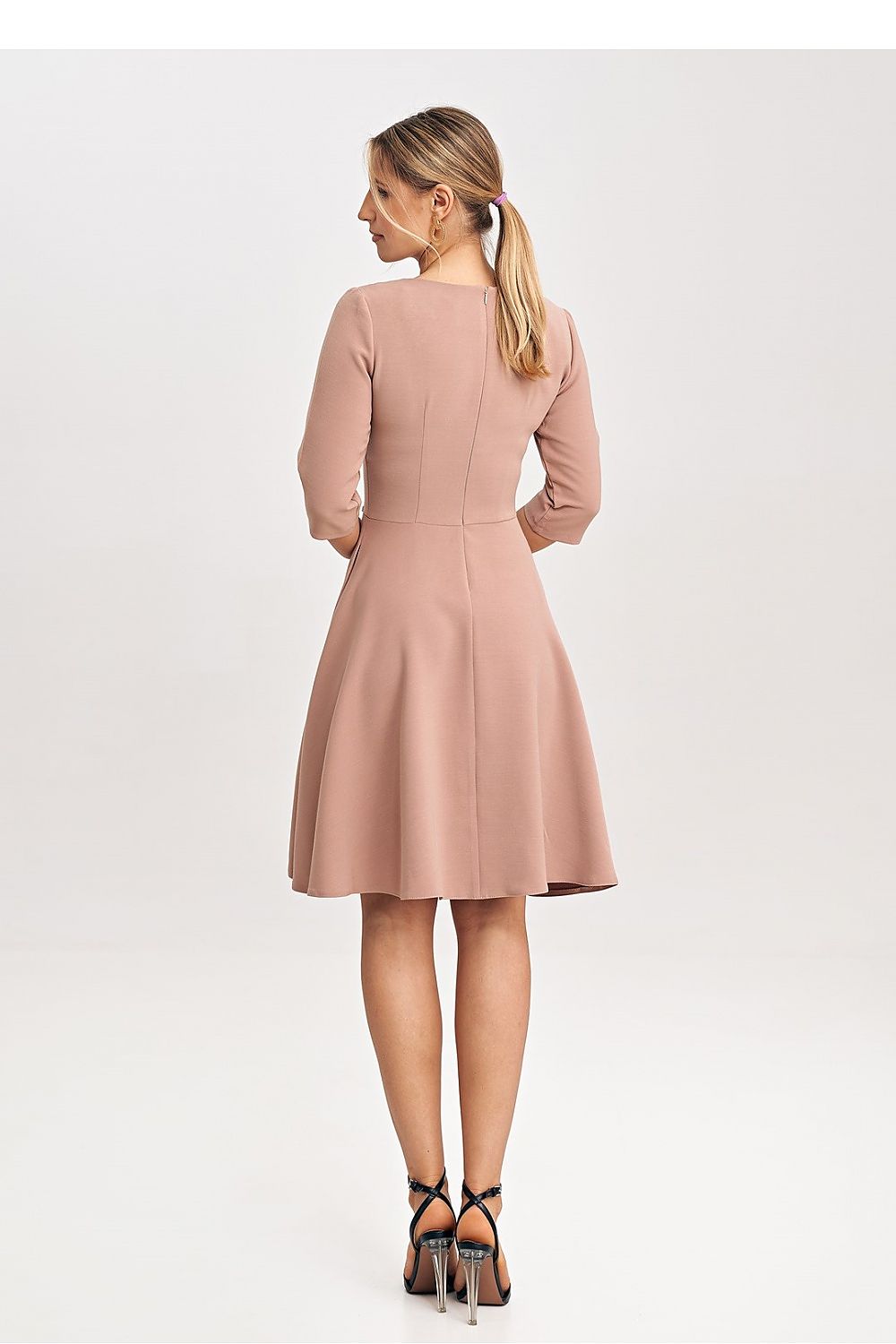Elegant Flared Daydress with 3/4 Sleeves by Figl, showcasing a classic cut and feminine design, perfect for sophisticated daywear.