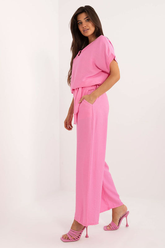 Elegant viscose blouse and high-waisted wide-leg trousers set by Italy Moda, perfect for casual and office wear.