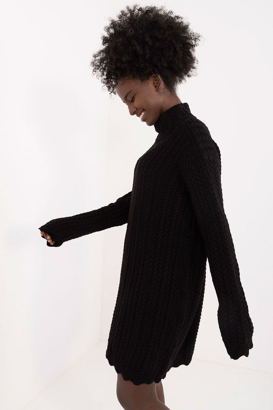 Badu's soft acrylic and wool blend turtleneck dress features long sleeves and a unique knit texture, perfect for adding elegance to your casual wardrobe.