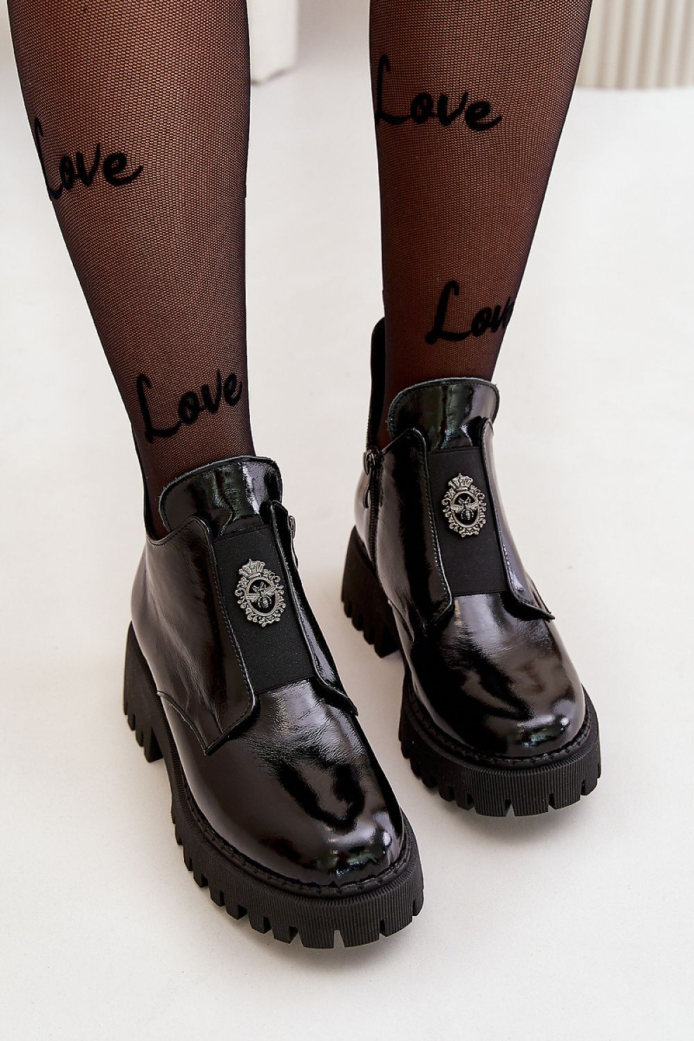 Interior View of Women's Chunky Heel Ankle Boots in Natural Leather with Padding by Step In Style, showcasing comfort and elegance.