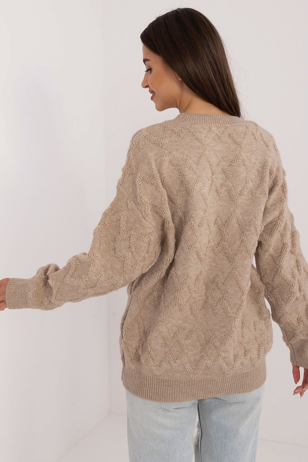 Model showcasing the Elegant Women's Casual Sweater by AT, perfect for stylish yet comfortable office attire or casual outings.
