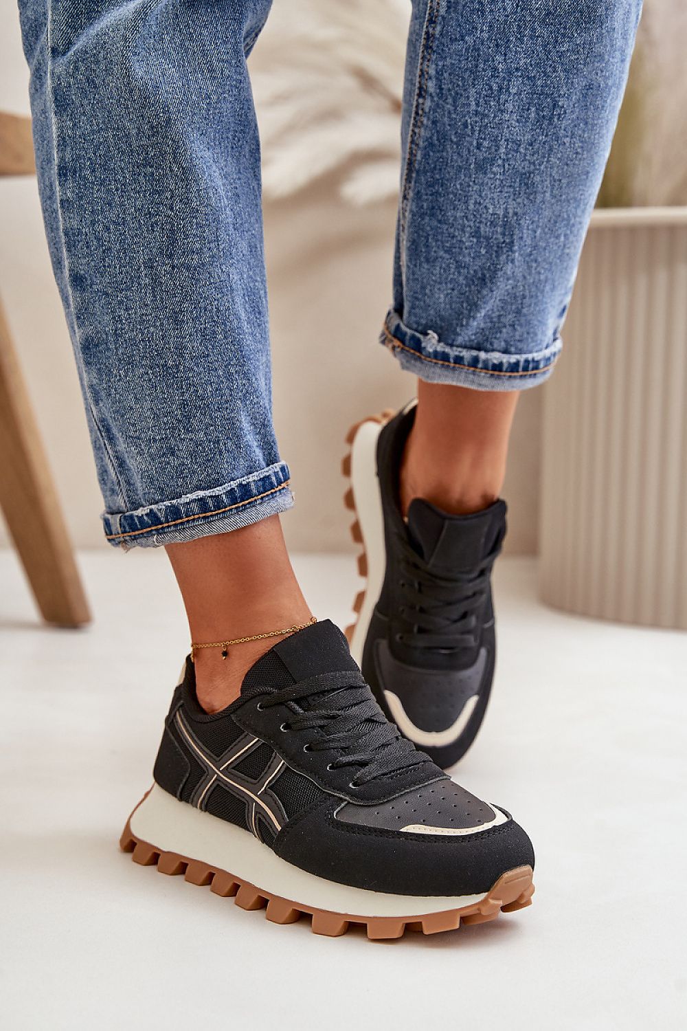 Lifestyle image of women wearing Step in Style eco leather platform sneakers, highlighting their versatility and comfort for fashionable daily outfits.