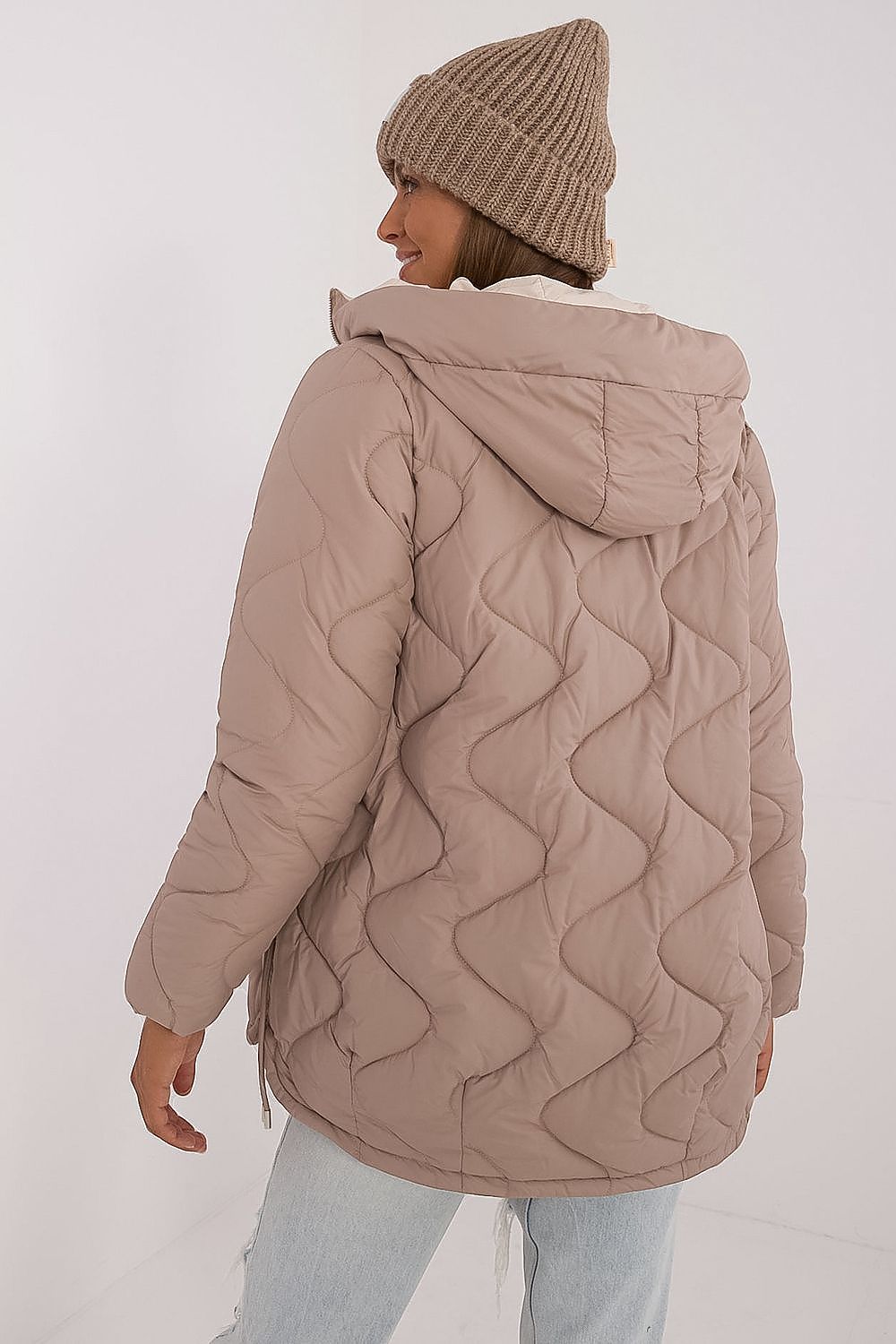 Luxury women's quilted jacket with hood by MBM, featuring lightweight polyester insulation for ultimate warmth and comfort in autumn and winter.