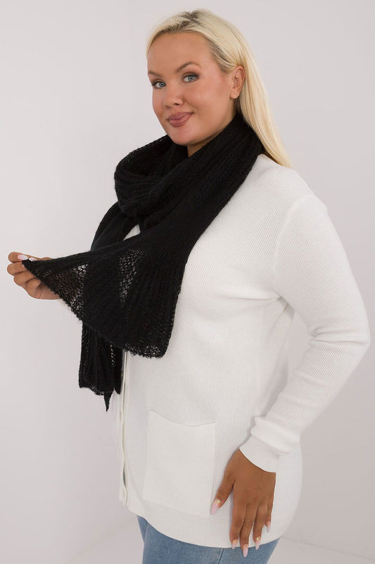 Luxury Women's Knitted Shawl Scarf by AT, crafted from 70% wool and 30% cotton, showcasing a warm and versatile design perfect for elegant and everyday outfits.