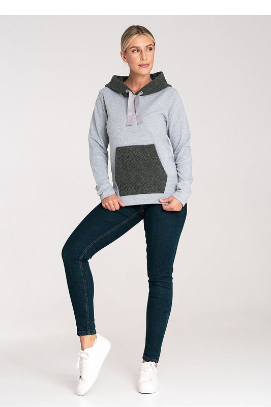Elegant Figl cotton sweatshirt with a soft wool hood and functional kangaroo pocket, designed for style and comfort.