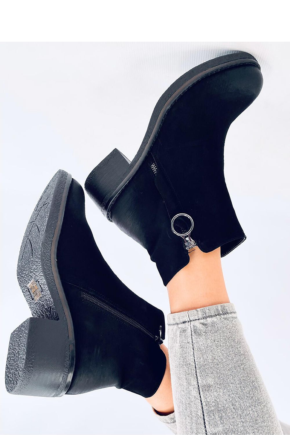 Inello Women's eco-friendly nubuck heel boots with stylish zipper closure, featuring a 5cm heel height, offering a luxurious look for any occasion, available in EU sizes 36-42.