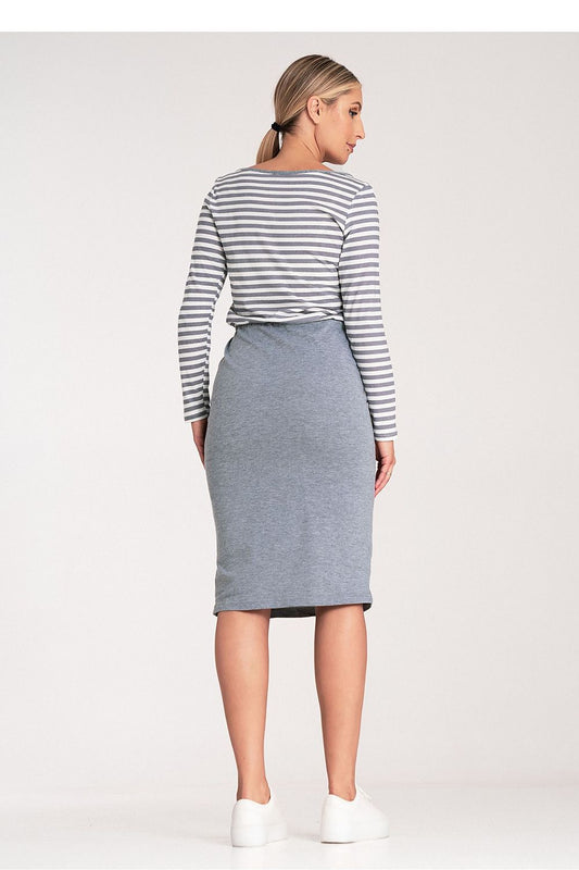 Stylish Figl striped daydress in cotton, showcasing long sleeves and a flattering silhouette for women.