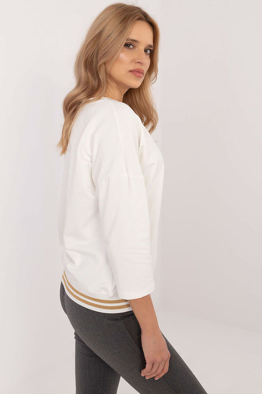 Elegant casual blouse adorned with rhinestone print, available in EU sizes S to XL by Factory Price, made of 95% cotton and 5% spandex.