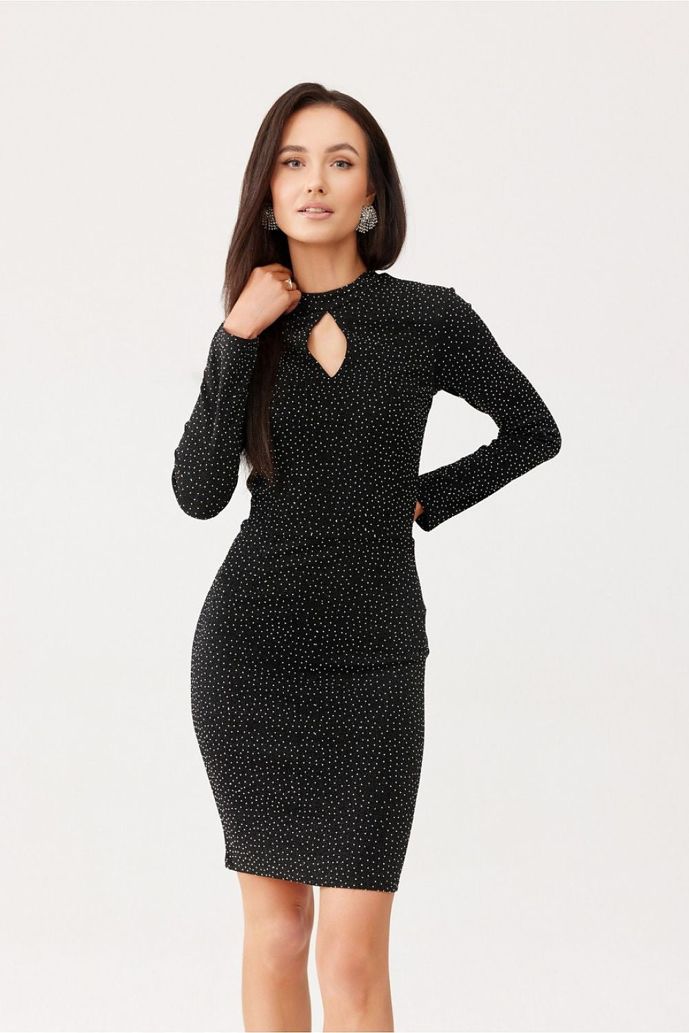 Back view of Roco Fashion's elegant mini dress with zipper closure, demonstrating a perfect silhouette fit and luxury design.