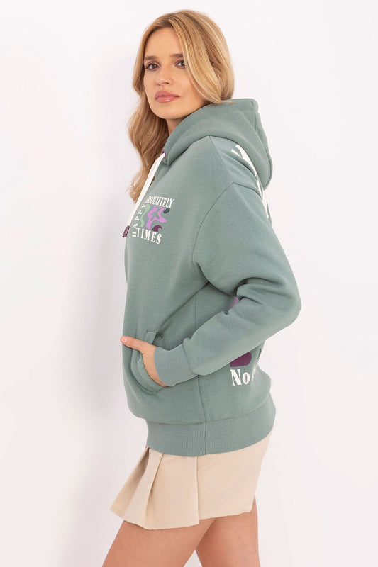 Elegant women's oversized hoodie sweatshirt by Sublevel with eye-catching designs, perfect for stylish everyday wear, available in multiple sizes.