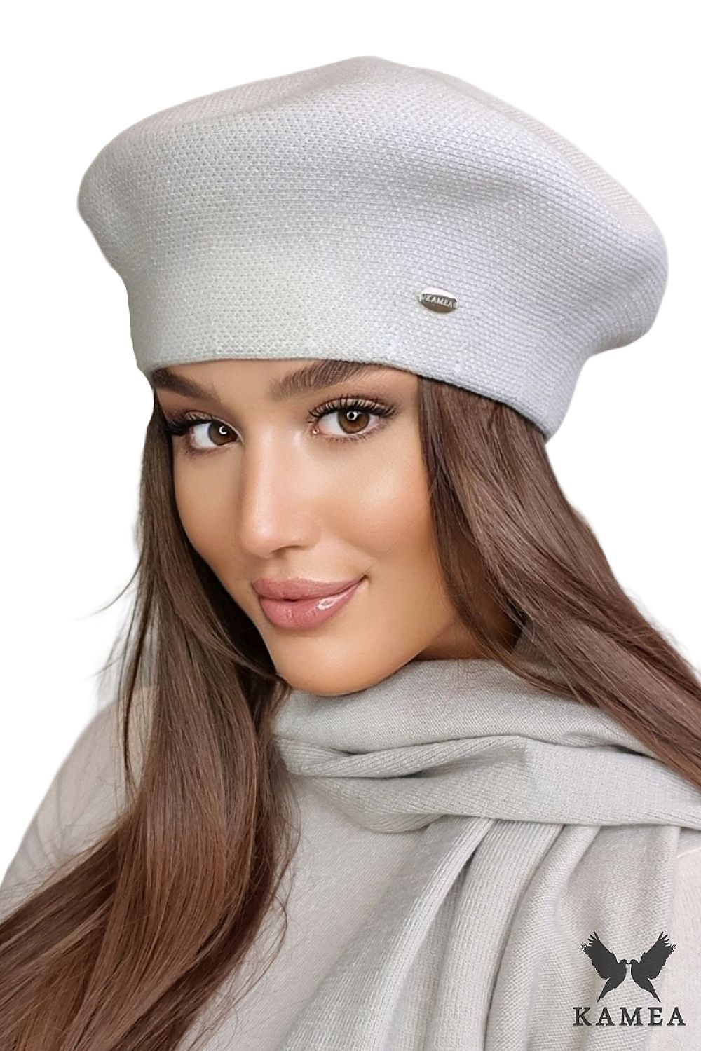 Luxury Premium Houndstooth Beret by Kamea - Exquisite design featuring a timeless houndstooth pattern, perfect fit, and elegant branding.