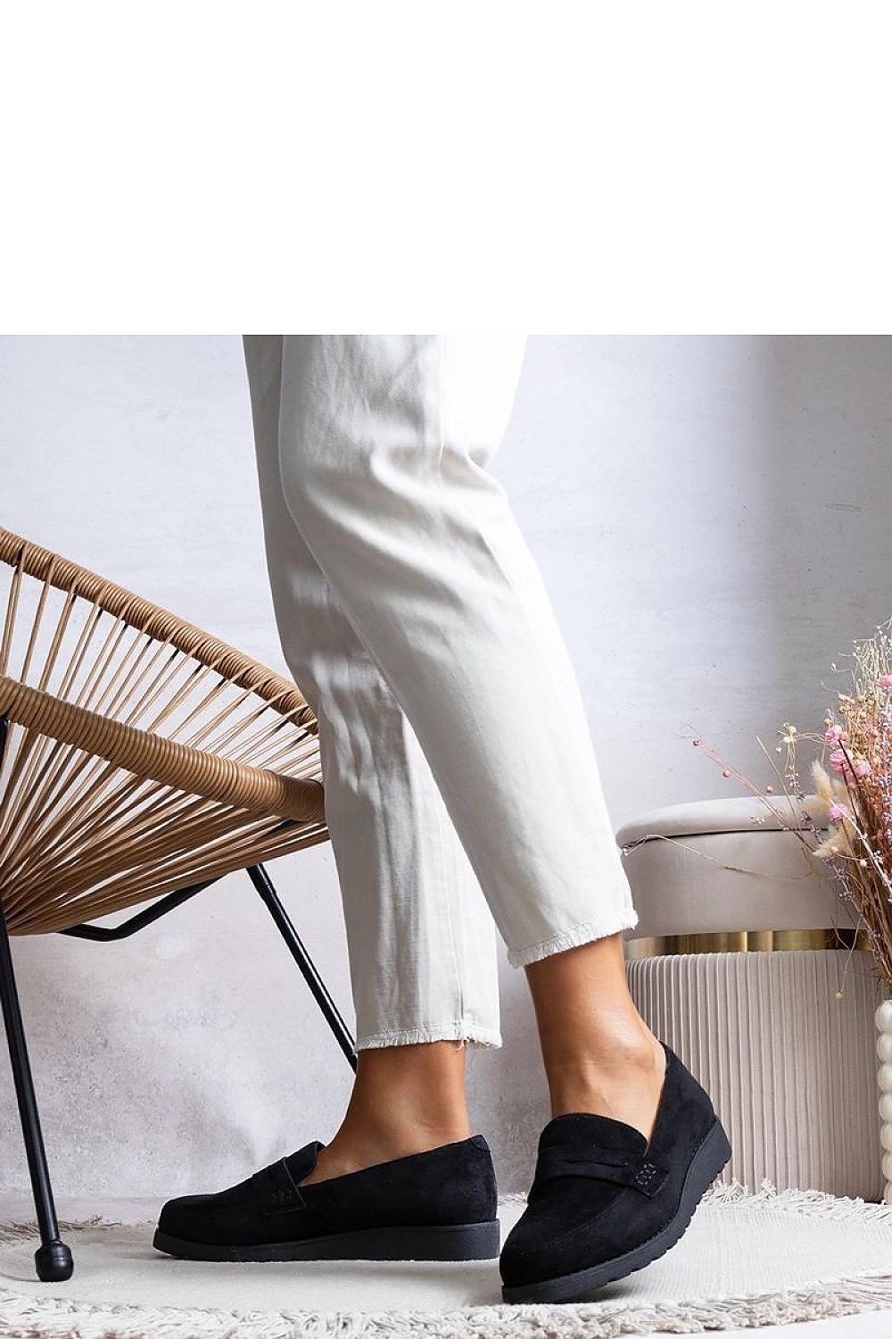 Close-up view of Solea black Haydon loafers, featuring high-quality synthetic leather and comfortable slip-on design, ideal for sophisticated casual wear.