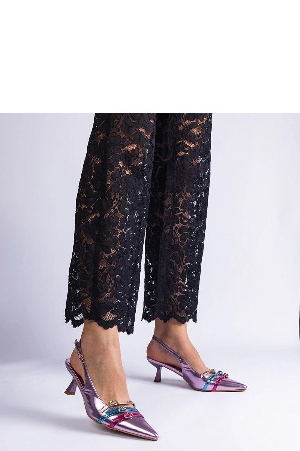 Solea purple duckbill high heel pumps displayed elegantly, perfect for chic summer stylizations with a beige sole.