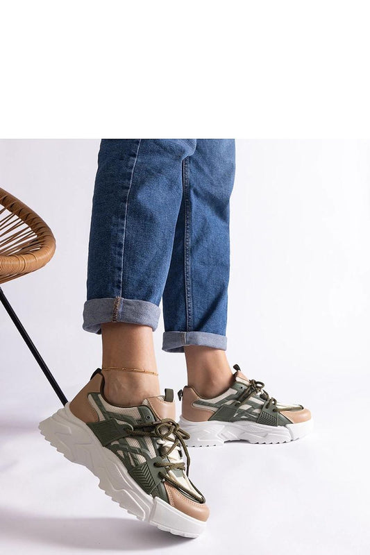 Comfortable and chic Solea women's sneakers in green-beige, ideal for sporty and casual outfits.