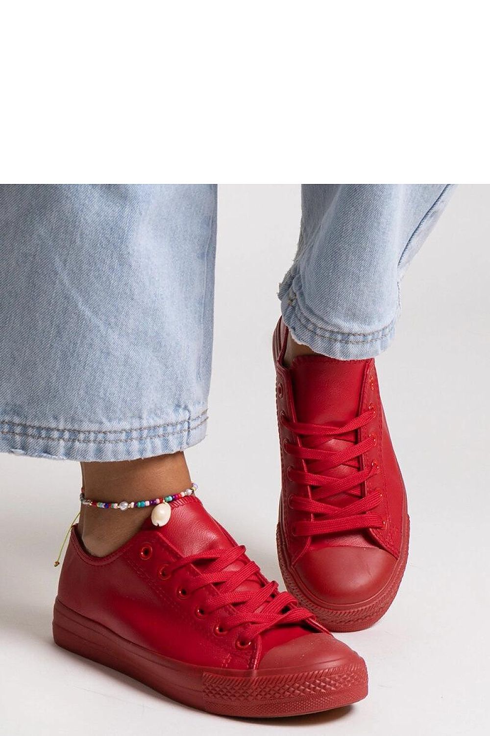 Sophisticated Solea eco leather sneakers in vibrant red Mahasina, ideal for enhancing your summer wardrobe with eco-friendly charm.