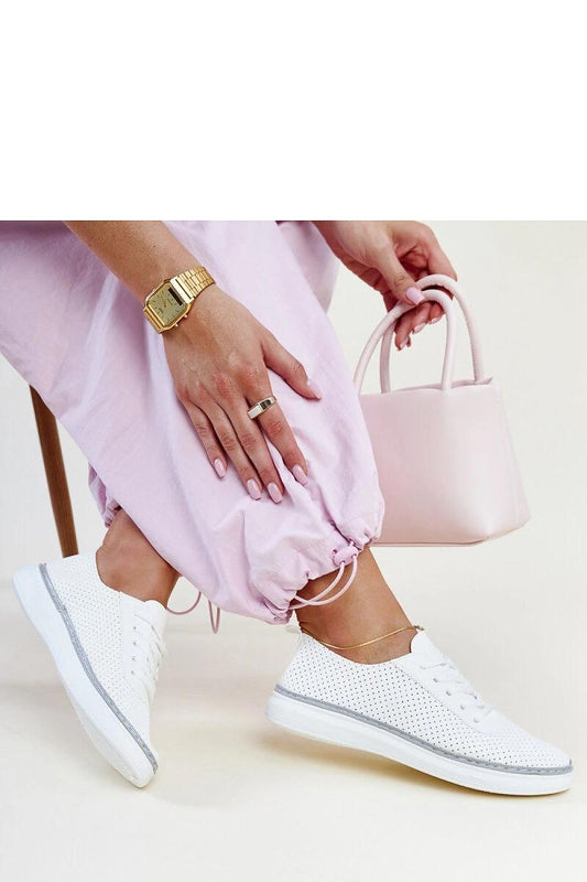 Close-up of Solea Biserka Eco Leather Sneakers, highlighting the elegant perforated design and premium materials for a modern and chic look.