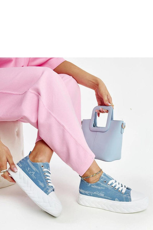 Luxury blue high platform sneakers by Solea, showcasing a chic lace-up design, perfect for summer elegance and comfort.