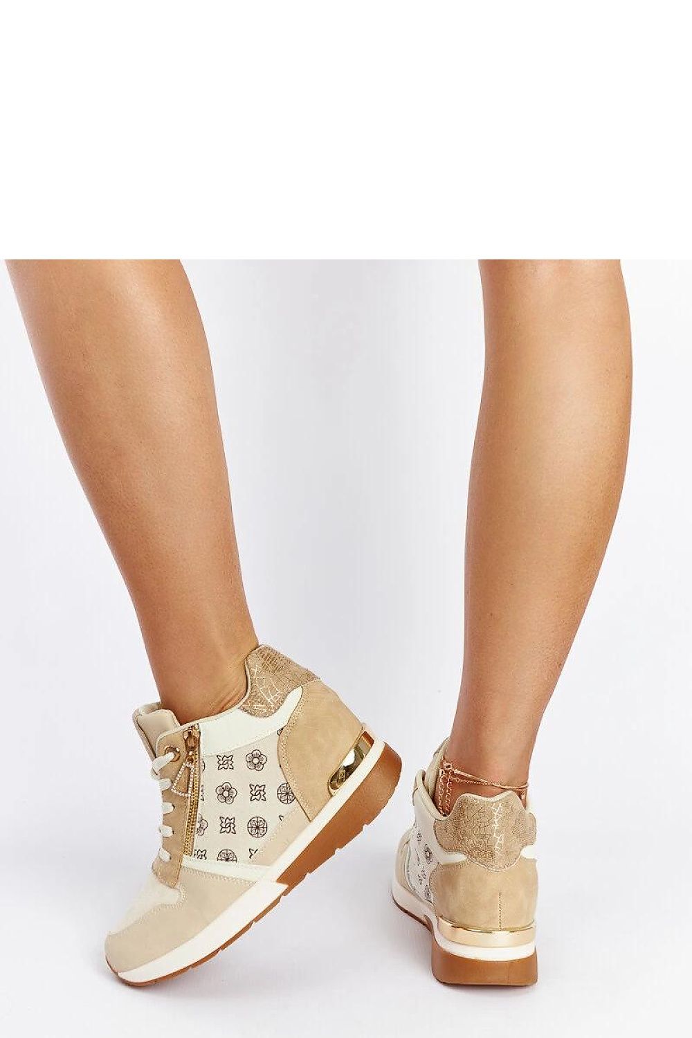 Side view of Solea Knoxville Brown Wedge Sneakers demonstrating the stylish wedge heel and durable synthetic sole.