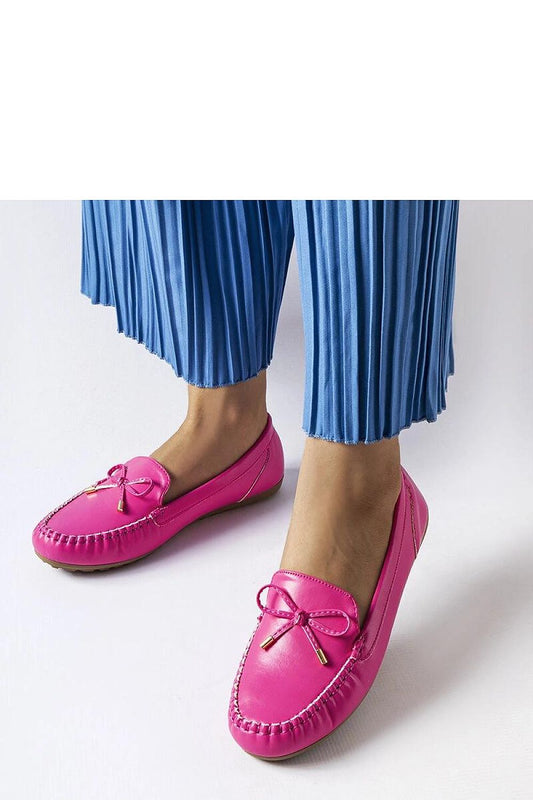 Solea Pink Eco-Leather Moccasins with Bow, elegant summer slip-on shoes, showcasing a stylish pointed toe and decorative bow, perfect for fashionable women who appreciate comfort, available in EU sizes 36-41.