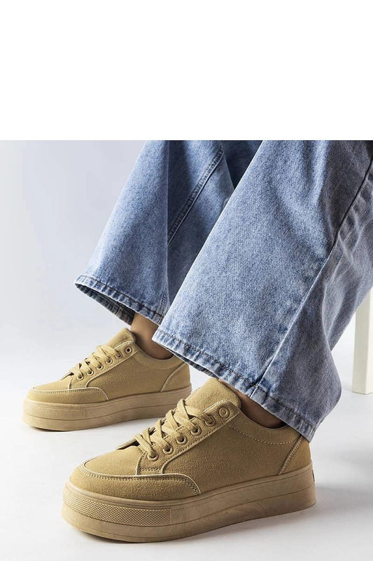 Stylish lace-up beige platform sneakers by Solea, crafted from high-quality eco-leather for the ultimate summer wardrobe addition.