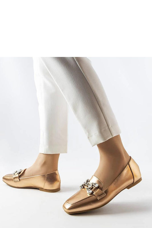 Stylish Solea pink and gold moccasins featuring zircon embellishments, designed for casual and elegant looks, made from high-quality eco leather.