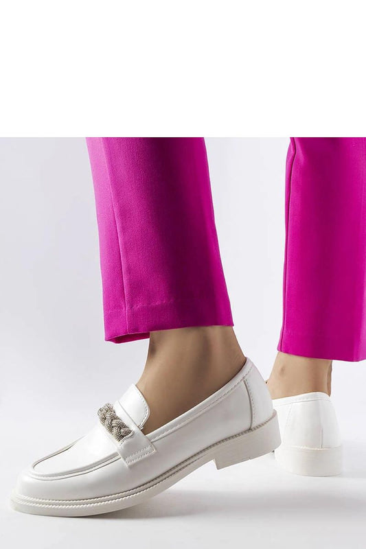 Elegant white moccasins with zircons from Solea, crafted in eco-leather, perfect for summer footwear, showcasing a refined design suitable for EU sizes 36-41 and US sizes 5.5-10.5.