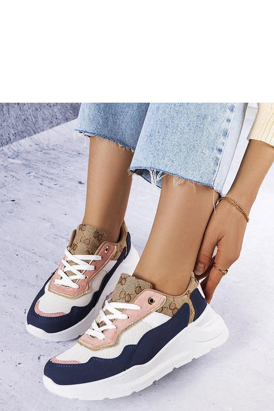 Close-up view of Solea Navy Blue Lebrun Sneakers highlighting the gold inserts and high-quality materials for stylish and comfortable wear.