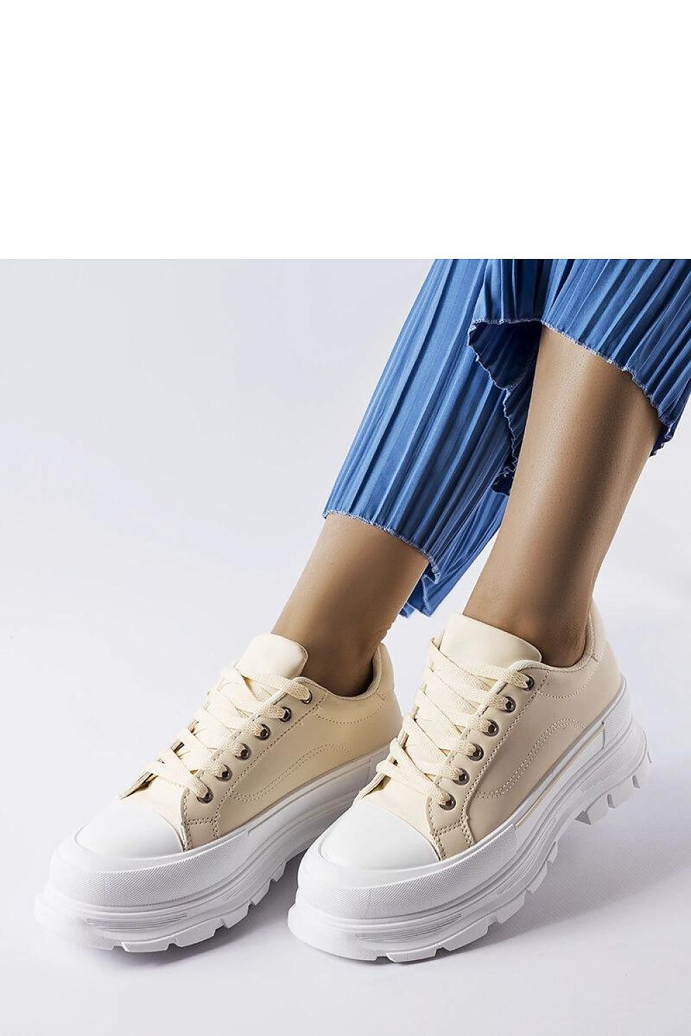 Solea beige high platform sneakers crafted from eco leather, offering a trendy and luxurious summer footwear option for women, available in US sizes 5.5-10.5.