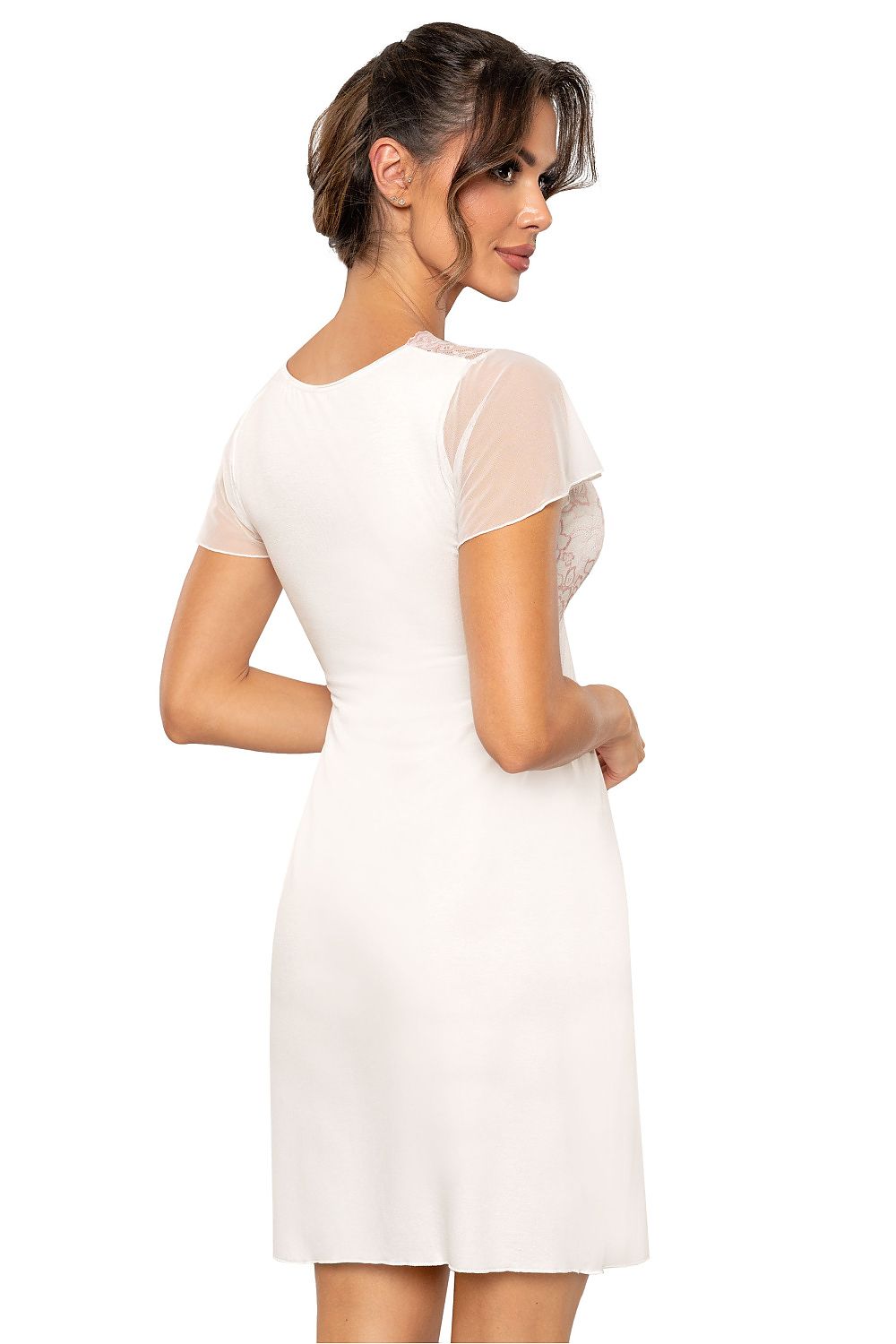 Elegant Donna women's nightshirt featuring soft viscose fabric and lace detailing, perfect for bridal lingerie or luxurious everyday comfort.