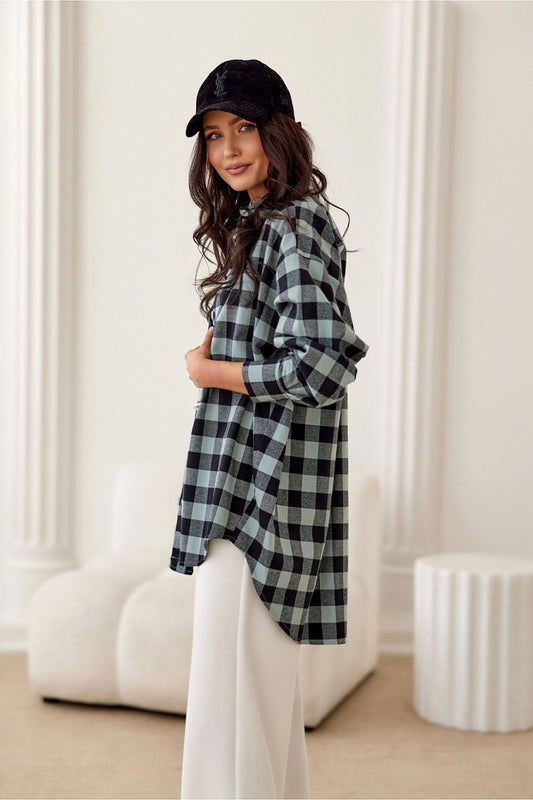 Roco Fashion Women's Long Sleeve Flannel Shirt showcasing elegant casual style, perfect for versatile occasions.