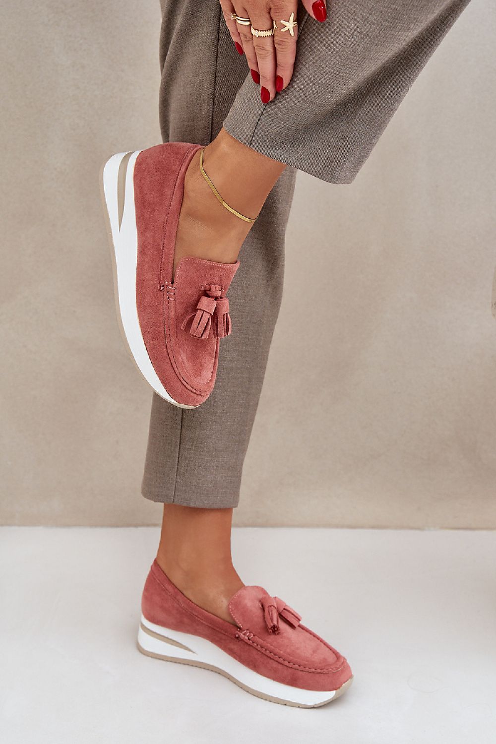 Chic women's moccasins in eco-suede with a delicate wedge heel from Step in Style, showcasing a fashionable design for sizes EU 36-41.