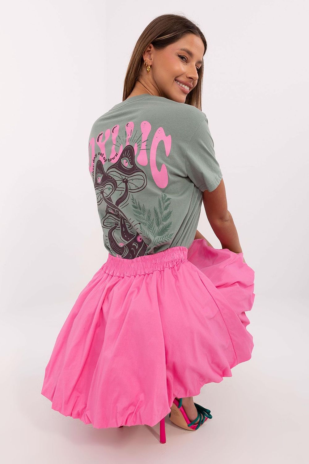 Casual outfit styling of Sublevel Women's Classic Cotton T-Shirt, pairing effortlessly with jeans for a luxurious yet relaxed look.