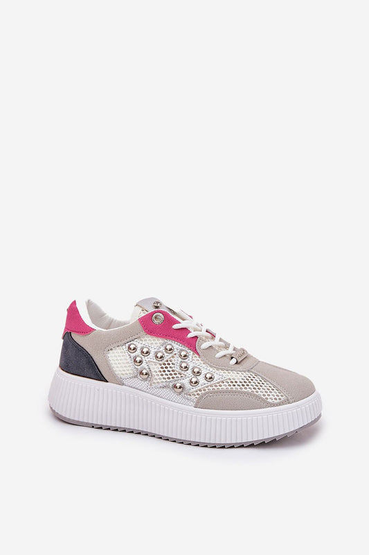 Step in style luxury sport shoes for women in size 36-41, designed with eco-suede, mesh, and stylish studs for a fashionable look.