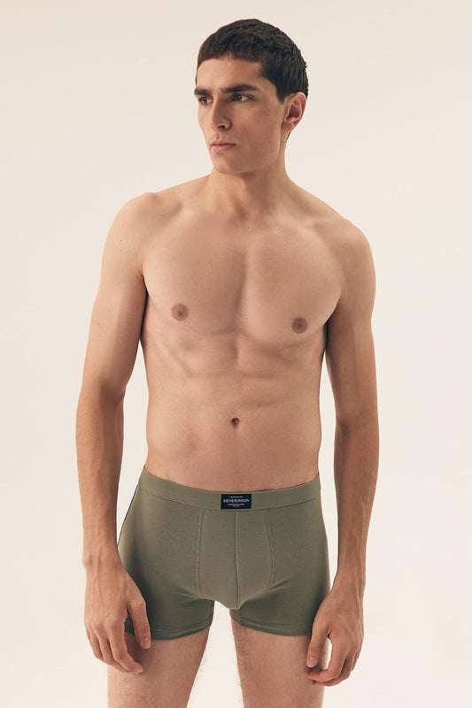 Luxurious Henderson men's boxer shorts set in classic green, crafted from a breathable cotton blend for ultimate comfort.