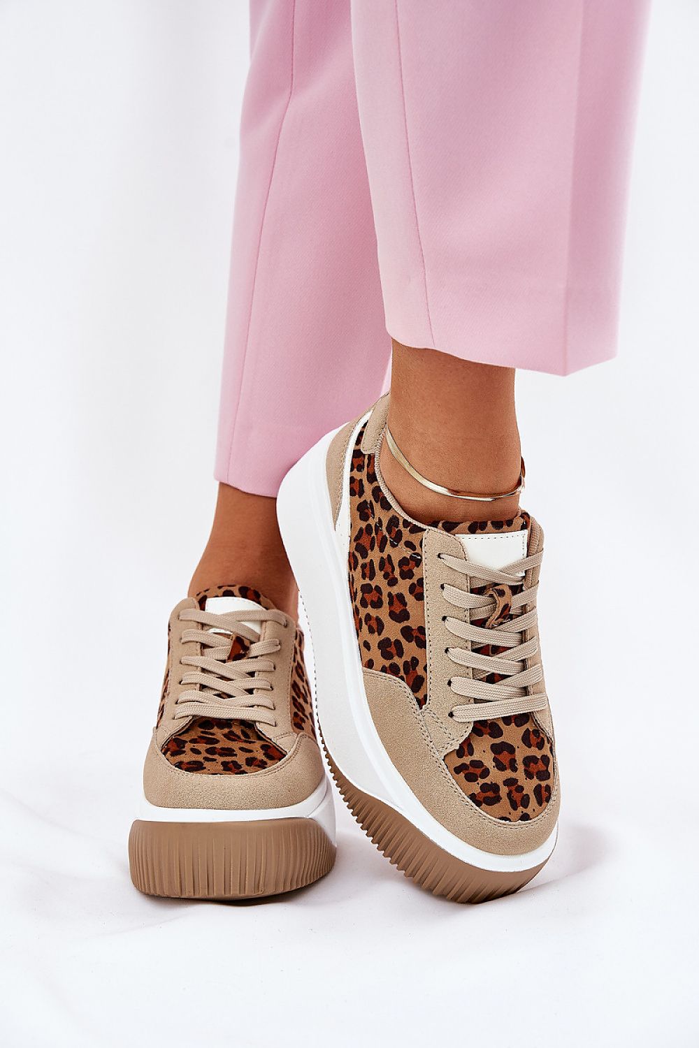 Stylish animal print eco leather sneakers for women by Step in Style, featuring a luxurious design and a sturdy 5cm platform height for sophistication.