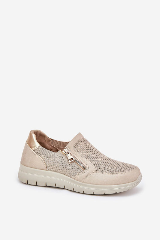 Luxuriously comfortable lightweight women's shoes with rounded toes by Step in Style, featuring a sophisticated gold zipper, designed for everyday elegance.