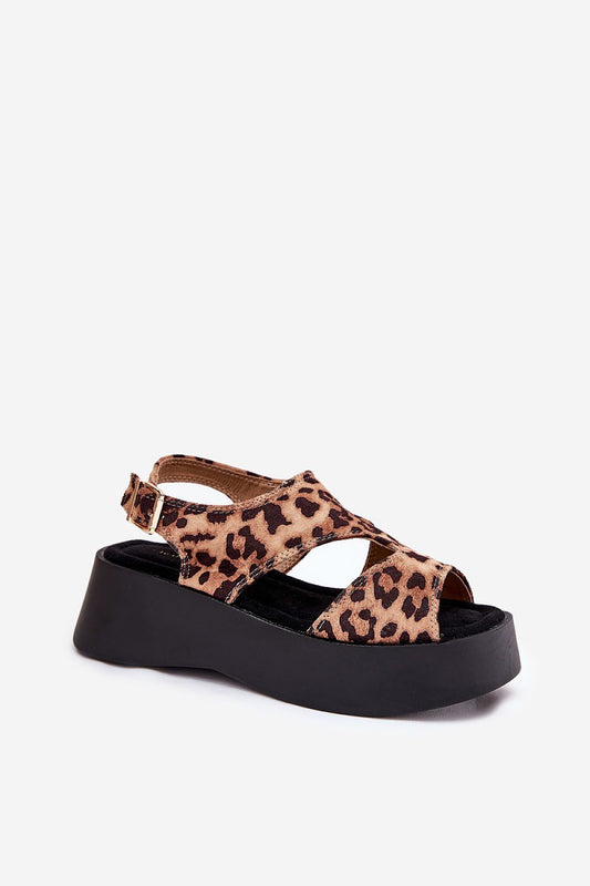 Close-up of Step in Style eco suede women's sandals showcasing the adjustable buckle strap and soft insole for comfort.