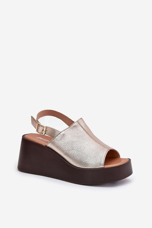 Elegant Jezzi eco leather wedge sandals with adjustable buckle, designed for chic comfort and modern style.