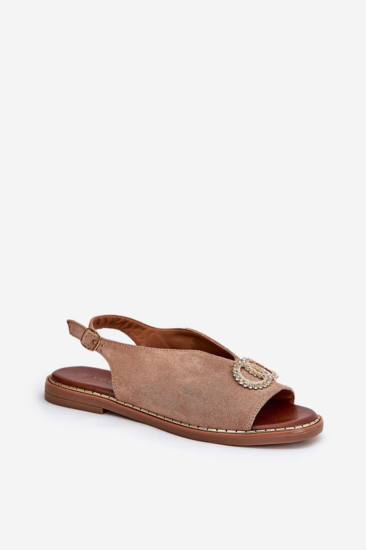 Luxurious eco suede women's sandals designed by Step in Style with a decorative front accent, perfect for casual and formal occasions.