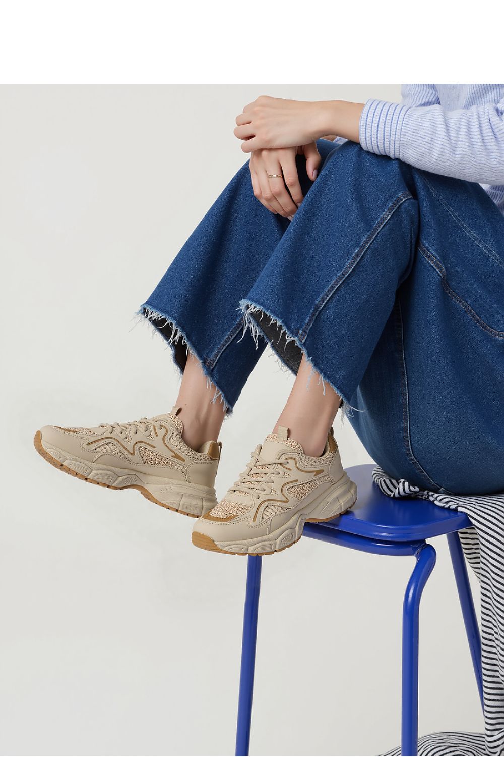 Fashionable Inello beige sport sneakers with a trendy look, designed for comfort and everyday wear, catering to sizes 36-41.